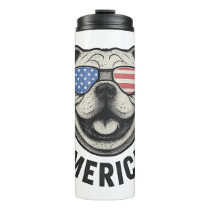 Termo Bulldog patriótico 'MERICA - Bandera de Estados Un