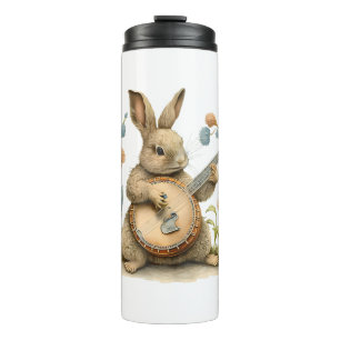 Termo Bunny Jugando Banjo Guitarra conejo Pascua