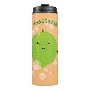 Termo Burbujas de cal verde suave ilustracion personaliz