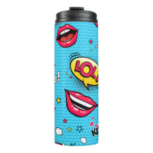 Termo Burbujas de comics y labios femeninos con diferenc