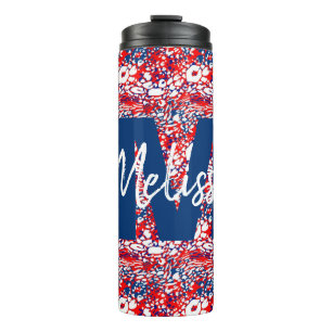 Termo Burbujas rojas blancas y azules personalizadas