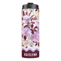 Burgundy deja un patrón morado floral personalizad
