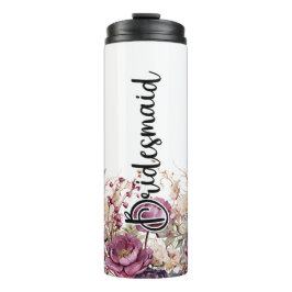 Termo Burgundy Floral Bridal Party Tumbler