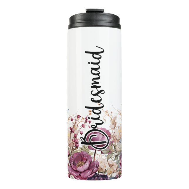 Termo Burgundy Floral Bridal Party Tumbler (Anverso)