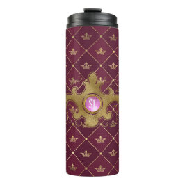 Termo Burgundy y Oro Monograma de Paris Piedra Preciosa