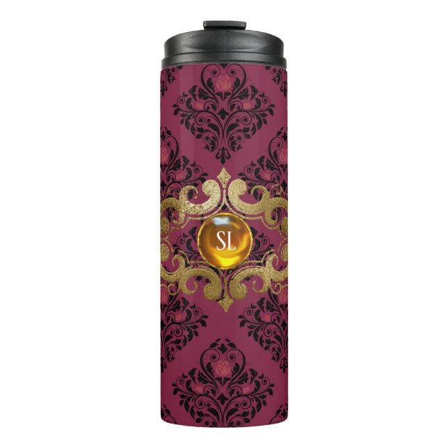 Termo Burgundy y oro Paris Gemstone Damask (Anverso)