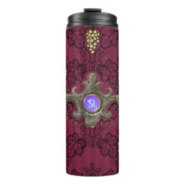 Termo Burgundy y oro Paris Joya de vino Monograma