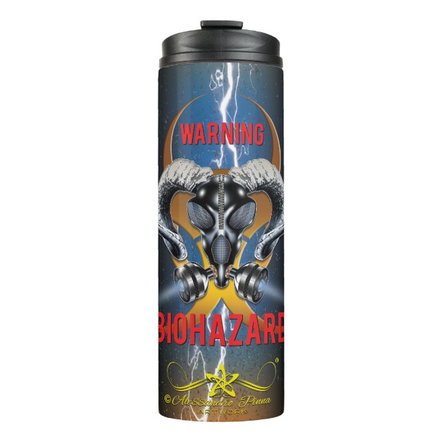 TERMO ¡BW! ¡ADVERTENCIA DE BIOPELIGRO! CALAVERA (Anverso)