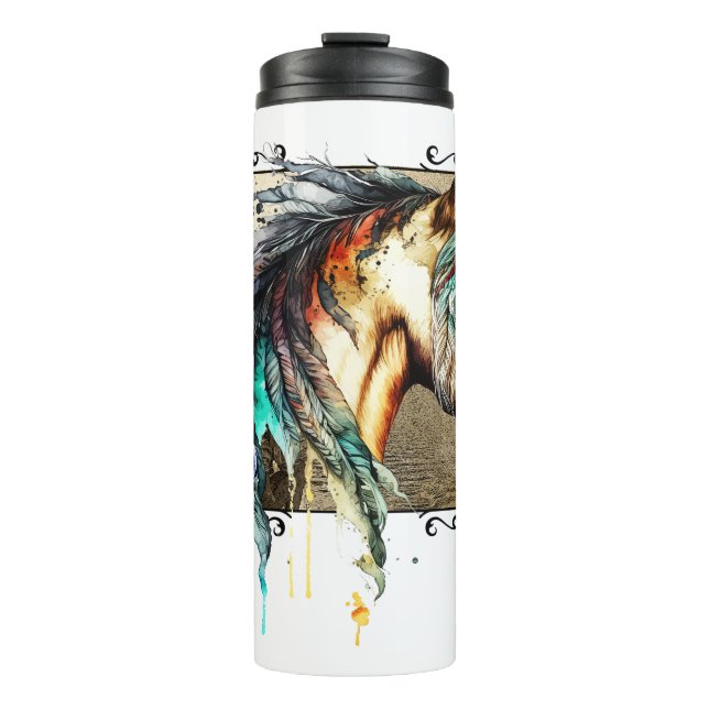 Termo Caballo acuarela y clave (Anverso)