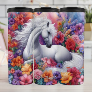 Termo Caballo Blanco Floral Encantado Soñado