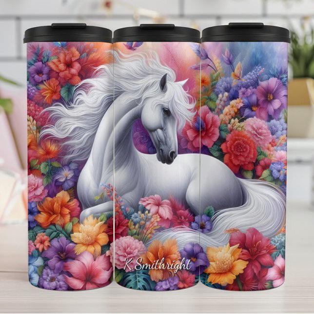 Termo Caballo Blanco Floral Encantado Soñado (Subido por el creador)
