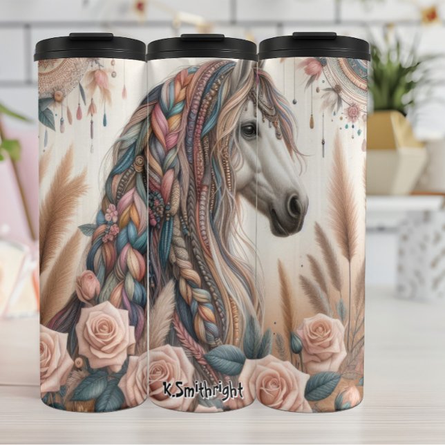 Termo Caballo bohemio con adornos florales trenzados de  (Subido por el creador)