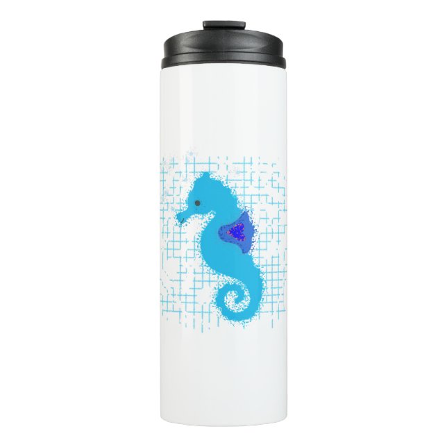 Termo Caballo De Mar Azul En Fondo En Peligro (Anverso)