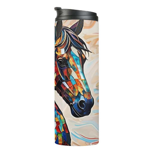 Termo Caballo de mosaico de vidrio teñido multicolor 15 (Rotado hacia la derecha)
