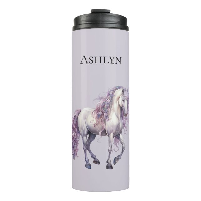 Termo Caballo floral blanco Lavender (Anverso)