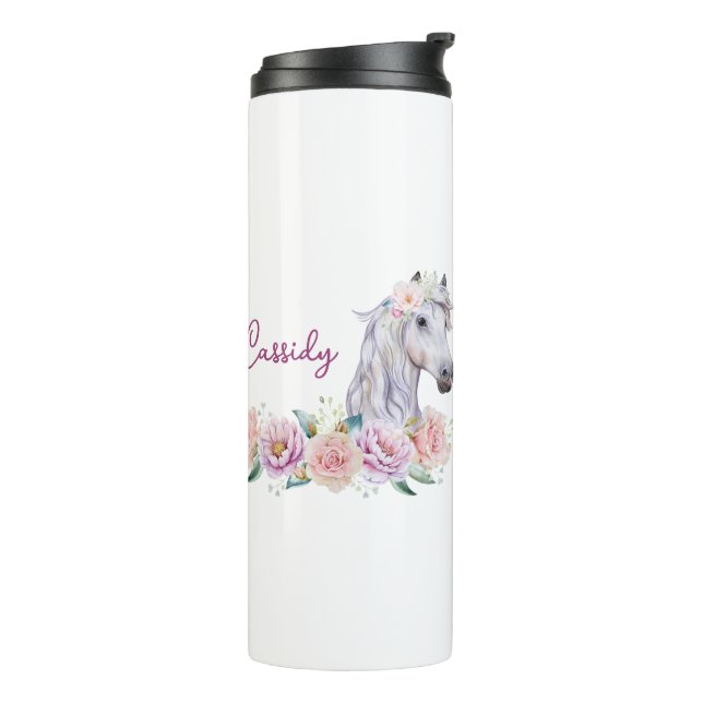 Termo Caballo floral personalizado (Rotado hacia la izquierda)