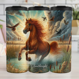 Termo Caballo Majestuoso Galopando Agua Luz del Sol
