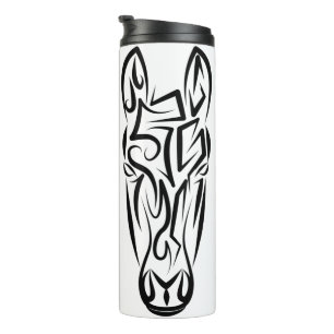 Termo Caballo tribal blanco y negro