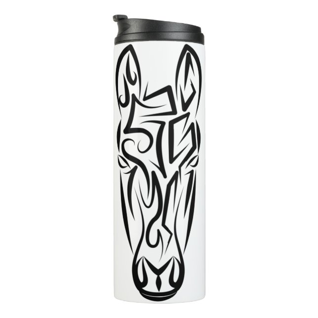 Termo Caballo tribal blanco y negro (Rotado hacia la derecha)