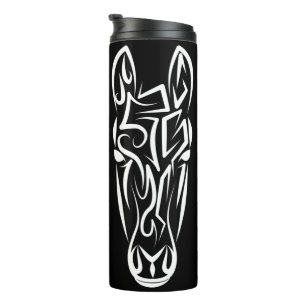 Termo Caballo tribal blanco y negro