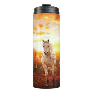 Termo Caballos al atardecer lanzando almohada
