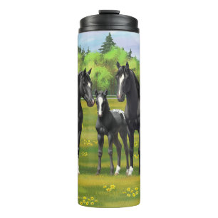 Termo Caballos Appaloosa Negros En Pastel De Verano