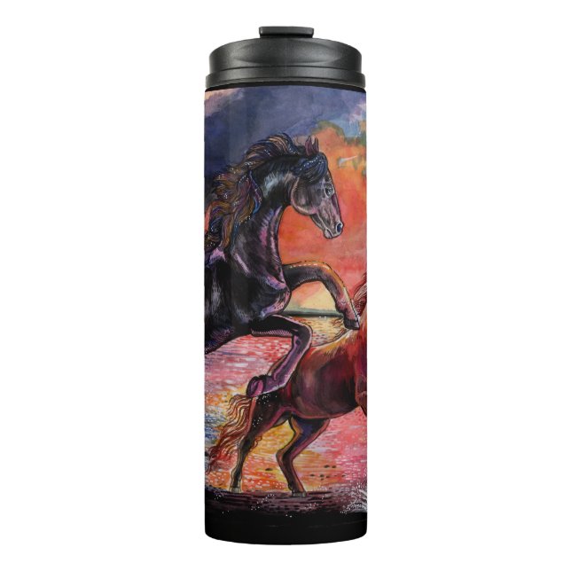 Termo Caballos de acuarela de cielo infinito (Anverso)