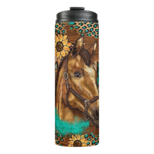 Termo Caballos y girasoles