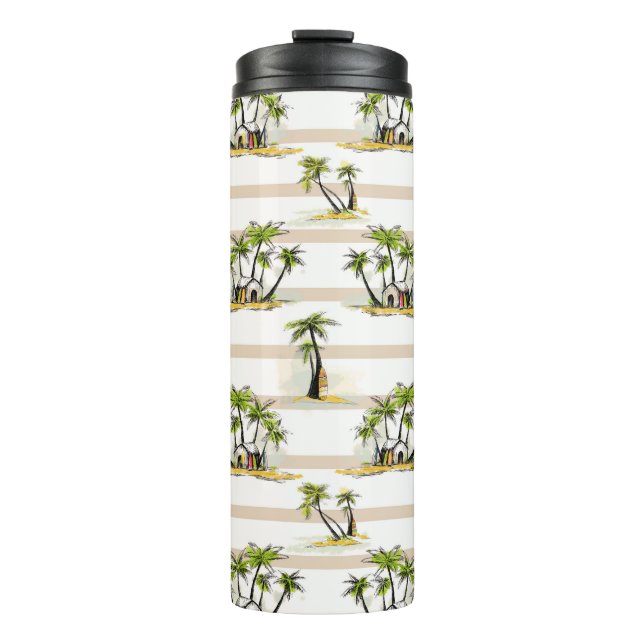 Termo Cabaña y palmas tropicales (Anverso)