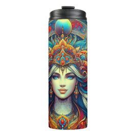 Termo Cabello azul turquesa de cabeza de diosa abril -