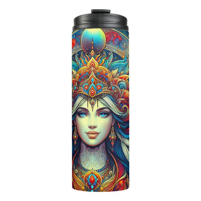 Termo Cabello azul turquesa de cabeza de diosa abril - (Anverso)