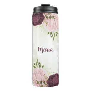 Termo cabernet rosa floral follaje