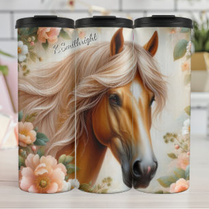 Termo Cabeza de caballo dorado Floral Belleza