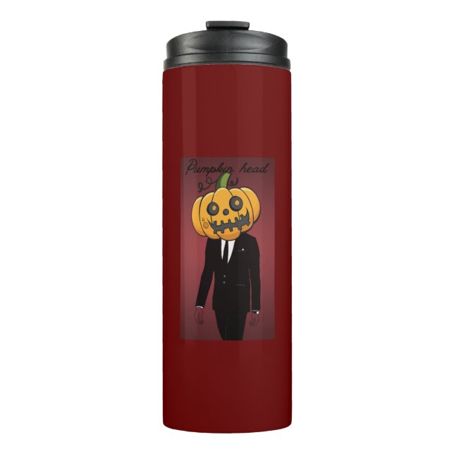 Termo cabeza de calabaza con traje negro (Anverso)