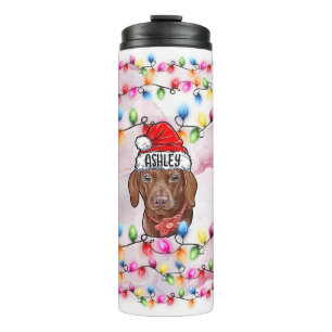 Termo Cabeza de perro dachshund de Santa Claus de Navida