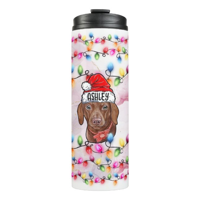 Termo Cabeza de perro dachshund de Santa Claus de Navida (Anverso)