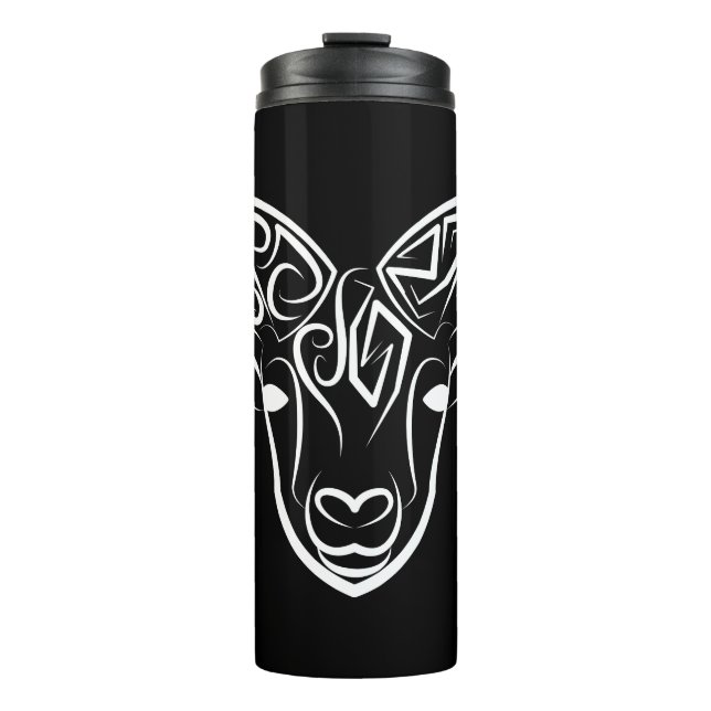 Termo Cabra/oveja tribal negra y blanca (Anverso)