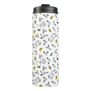 Termo Cacahuetes   Snoopy & Woodstock Patrón de flores B