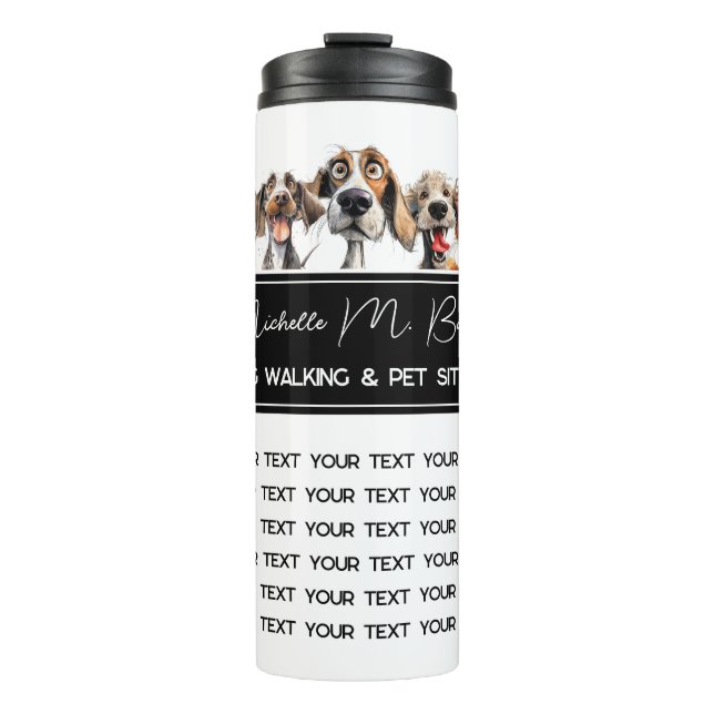 Termo Cachorro de cachorro moderno caminando sentados en (Anverso)