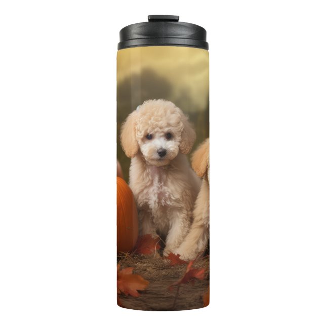 Termo Cachorro de Caniche Delicia de Otoño Calabaza (Anverso)