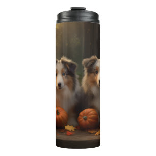 Termo Cachorro de Collie Áspero Delicia de Otoño Calabaz