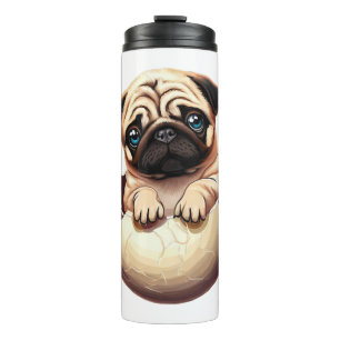 Termo Cachorro de pug en huevo - Diseño de perro lindo