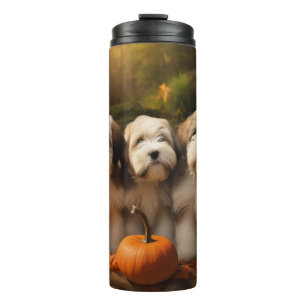 Termo Cachorro de Terrier Tibetano Otoño Delicia Calabaz