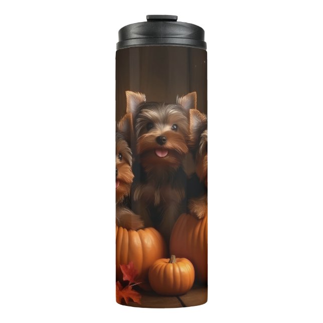 Termo Cachorro de Yorkshire Otoño Delicia Calabaza (Anverso)