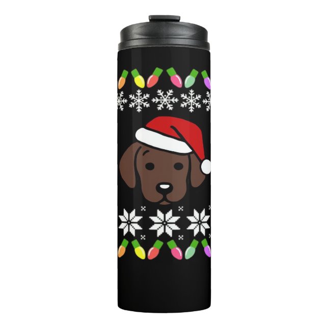 Termo Cachorro Labrador Chocolate Navideño Santa Oversiz (Anverso)