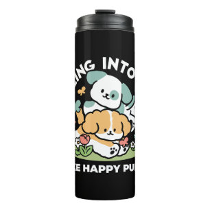 Termo Cachorros felices entrando en mayo - Arte de perro