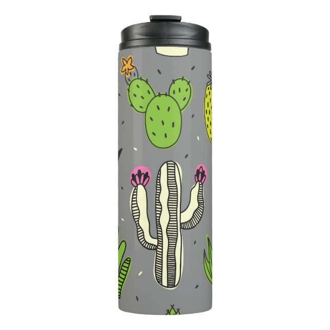 Termo Cacti, suculentos: fondo tropical vintage. (Anverso)