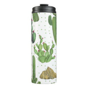 Termo Cactus acuarela, patrón natural sin fisuras.
