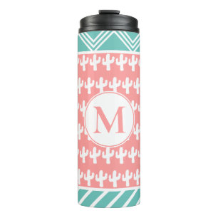 Termo Cactus blanco y geométrico de moda   Personalizado