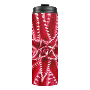Termo cactus de espina, patrón natural, contragolpe rojo